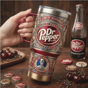 Vintage Dr Pepper King of Beverages 40oz Tumbler Embossed Design