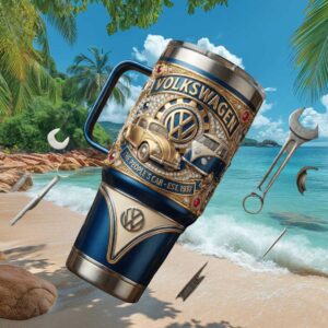Vintage Volkswagen Beetle and Bus 3D Embossed Luxury Travel Tumbler