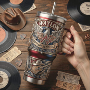 Waylon Jennings Outlaw Country Tribute 40oz Tumbler with Handle