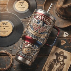 Waylon Jennings Outlaw Country Tribute 40oz Tumbler with Handle