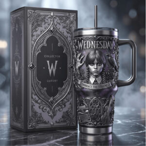Wednesday Addams Embrace the Darkness Gothic Luxury Collector Tumbler