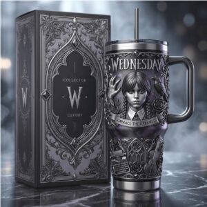 Wednesday Addams Embrace the Darkness Gothic Luxury Collector Tumbler