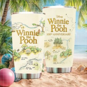 Winnie the Pooh 100th Anniversary 100 Acre Wood Map Tumbler Vintage Sketch Travel Tumbler