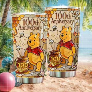 Winnie the Pooh 100th Anniversary Stained Glass Style Tumbler Honey Pot & Bees Collector's Cup