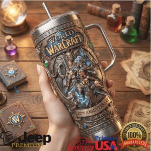World of Warcraft 22nd Anniversary 3D Embossed 40oz Tumbler with Handle