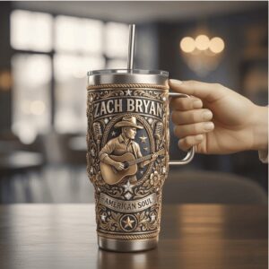 Zach Bryan American Soul Country Music Special Edition Tumbler with Straw