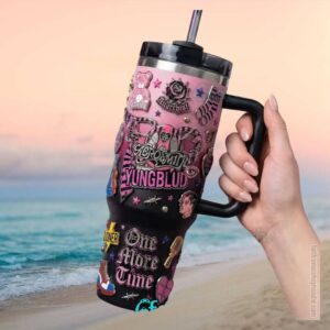 Aerosmith x Yungblud “One More Time” Pink and Black 3D Patchwork Tumbler