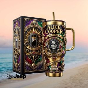 Alice Cooper Shock Rock Legend “Welcome to My Nightmare” 3D Embossed Gold Tumbler