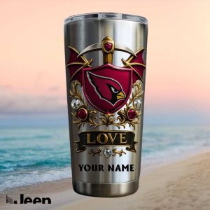 Arizona Cardinals Personalized Love Custom Name 20oz Football Fans Gifts Stainless Steel Insulated Tumbler