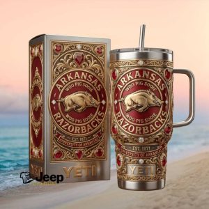 Arkansas Razorbacks Woo Pig Sooie Luxury Filigree 40oz Tumbler Wrap