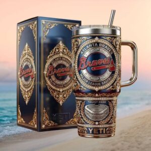 Atlanta Braves “Chop On” Ornate Gold Filigree Luxury Edition Yeti Tumbler
