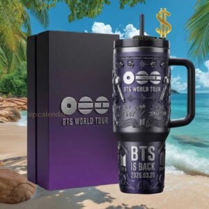 BTS World Tour 2026 “BTS Is Back” Purple Anniversary Tumbler with Box