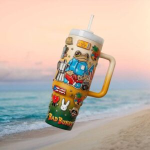 Bad Bunny Un Verano Sin Ti Frog & Puerto Rico 40oz Tumbler with Handle