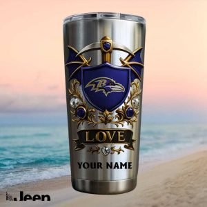 Baltimore Ravens Football Super Fan Retro Shield Custom Gift Stainless Steel Insulated Tumbler