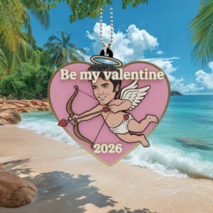 Be My Valentine 2026 Elvis Cupid Pink Heart Car Ornament Be My Valentine 2026 Elvis Cupid Pink Heart Car Ornament