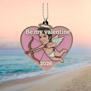 Be My Valentine 2026 Elvis Cupid Pink Heart Car Ornament