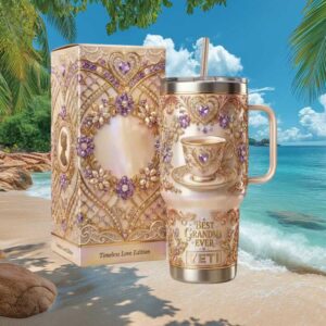 Best Grandma Ever Tea Tumbler & Floral Jewelry 3D Embossed Tumbler Best Grandma Ever Tea Tumbler & Floral Jewelry 3D Embossed Tumbler