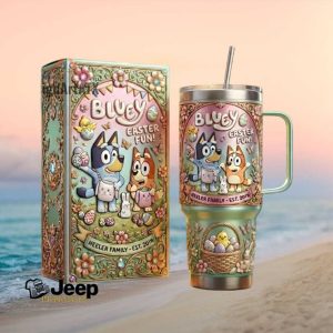 Bluey Easter Fun Heeler Family Personalized 40oz Tumbler with Handle