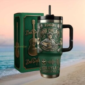 Bob Dylan “American Folk Legend” 1960s Retro 3D Carved Design Tumbler