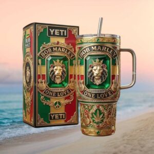 Bob Marley “One Love” Exodus 1977 3D Lion and Reggae Flag Luxury Tumbler