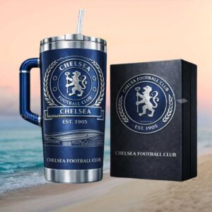 Chelsea Football Club Est 1905 Official Logo 3D Textured Sports Tumbler