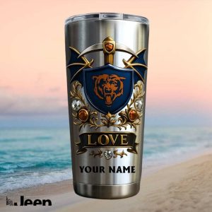 Chicago Bears Personalized Love Custom Name 20oz Football Fans Gifts Stainless Steel Insulated Tumbler
