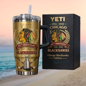 Chicago Blackhawks 100th Anniversary 1926 2026 Limited Edition Gold Yeti Tumbler