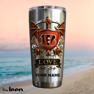 Cincinnati Bengals Football Super Fan Retro Shield Personalized Gift Stainless Steel Insulated Tumbler