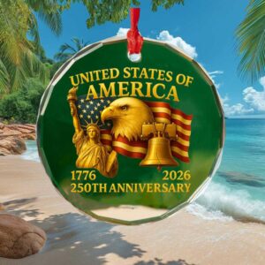 Crystal United States of America 250th Anniversary Patriotic Icons Ornament