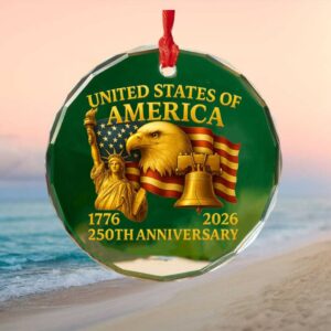 Crystal United States of America 250th Anniversary Patriotic Icons Ornament