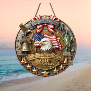 Custom 250th Anniversary United States of America Statue of Liberty Wooden Ornament