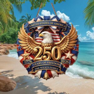 Custom Family Name 250 Years of Freedom American Eagle Patriotic Ornament Custom Family Name 250 Years of Freedom American Eagle Patriotic Ornament