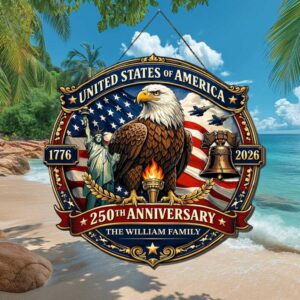 Custom Family Name 250th Anniversary USA Wood 1776 2026 Eagle Ornament Custom Family Name 250th Anniversary USA Wood 1776 2026 Eagle Ornament