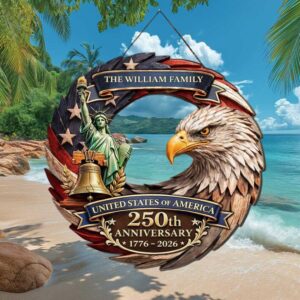 Custom Family Name US 250th Anniversary Patriotic Eagle Ornament Custom Family Name US 250th Anniversary Patriotic Eagle Ornament