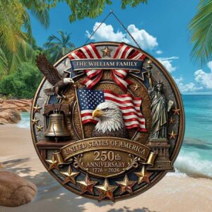 Custom Family Name USA 250th Anniversary Heritage Ornament Custom Family Name USA 250th Anniversary Heritage Ornament