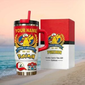 Custom Name Pokémon 30th Anniversary Pikachu 40oz Tumbler