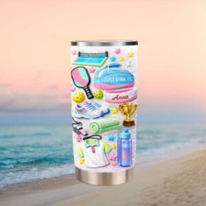 Custom Pickleball “Just Dink It” Sports Gear Pattern Tumbler