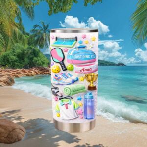 Custom Pickleball “Just Dink It” Sports Gear Pattern Tumbler