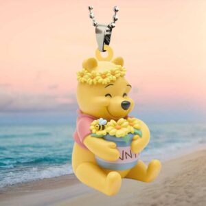 Cute Winnie the Pooh with Flower Crown and Hunny Pot Car Ornament