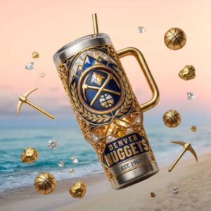 Denver Nuggets Est. 1967 Gold & Blue Luxury Filigree Sports Tumbler