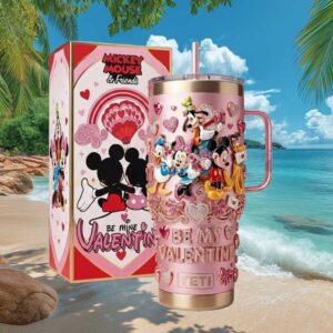 Disney Mickey Mouse & Friends Be My Valentine Pink Yeti Style Tumbler
