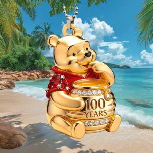 Disney Winnie The Pooh 100 Years Gold Edition Jeweled Car Ornament Disney Winnie The Pooh 100 Years Gold Edition Jeweled Car Ornament