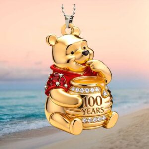 Disney Winnie The Pooh 100 Years Gold Edition Jeweled Car Ornament
