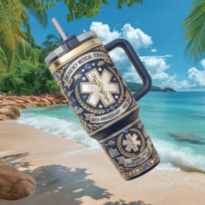 EMS 60th Anniversary 40oz Tumbler   Emergency Medical Services Star of Life 3D Tumbler