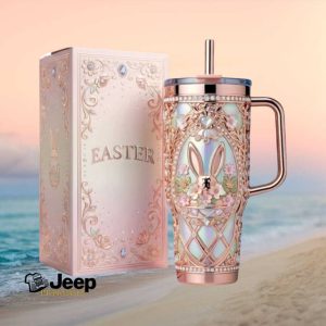 Easter Bunny Floral Luxe Rose Gold Iridescent Anniversary Collectible 40oz Tumbler