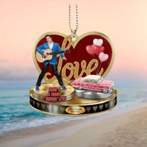 Elvis Presley Hunk O' Burnin' Love Pink Cadillac Record Car Hanging Ornament