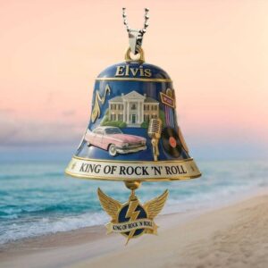 Elvis Presley King of Rock 'N' Roll Graceland Blue Bell Ornament