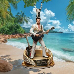 Elvis Presley The King of Rock ‘n’ Roll Gold Base Car Hanging Ornament Elvis Presley The King of Rock ‘n’ Roll Gold Base Car Hanging Ornament