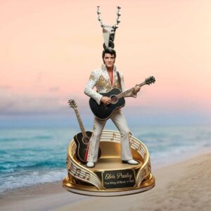 Elvis Presley The King of Rock 'n' Roll Gold Base Car Hanging Ornament