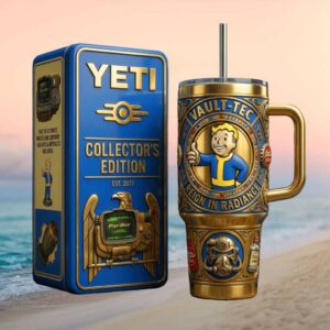 Fallout Vault Tec Collector’s Edition Wasteland Survivor Gold Insulated Tumbler